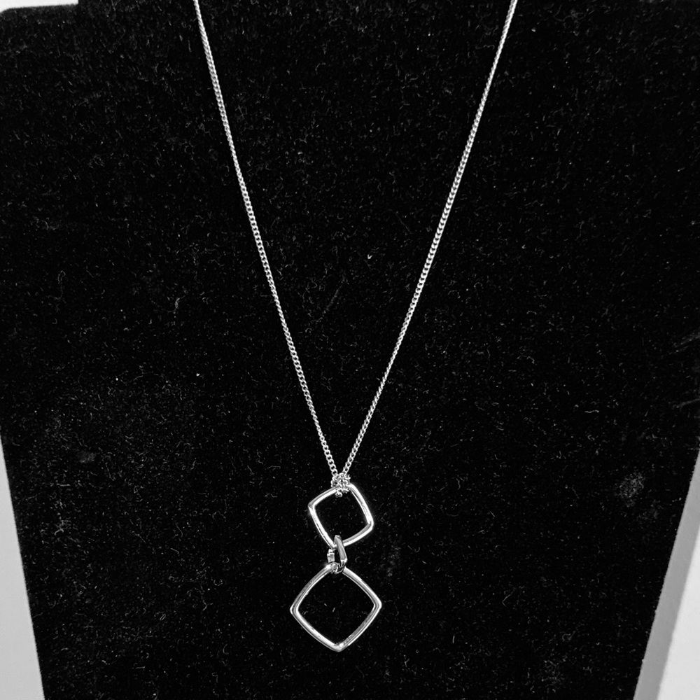 Lia Sophia Gunmetal Squares Geometric Necklace, 16”-19” - Picture 5 of 5